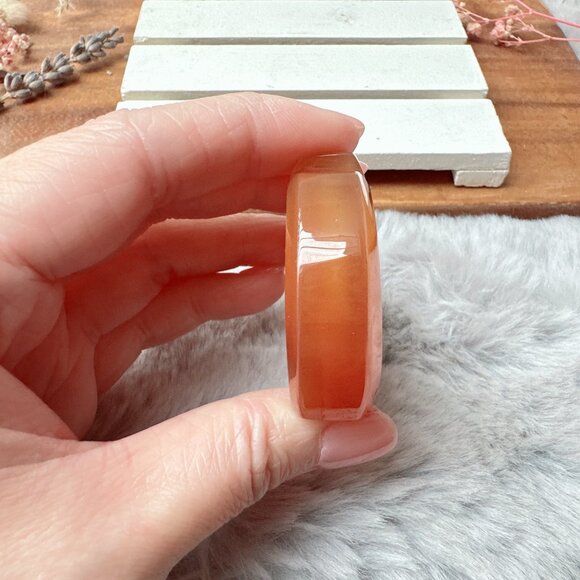 Cute Small Carnelian with Druzy Apple Carving - Picture 4 of 5